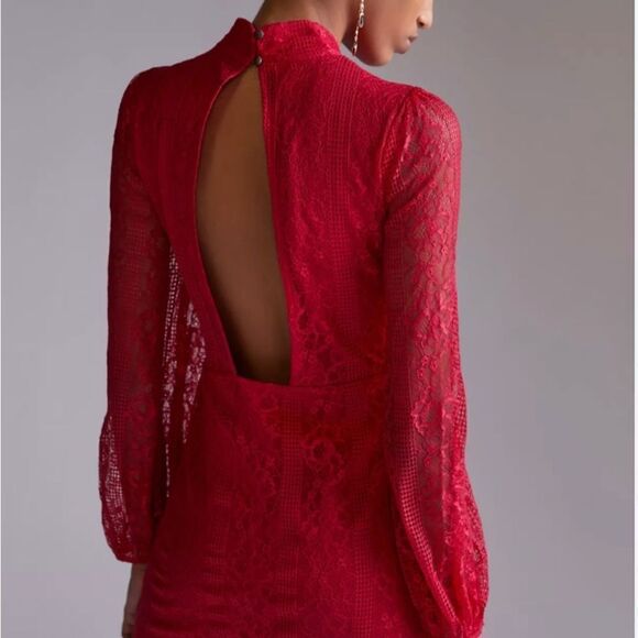 New Maeve Open Back Lace Mini Dress Red
Long Sleeve Size 6 NWT
Anthropologie - Picture 4 of 11